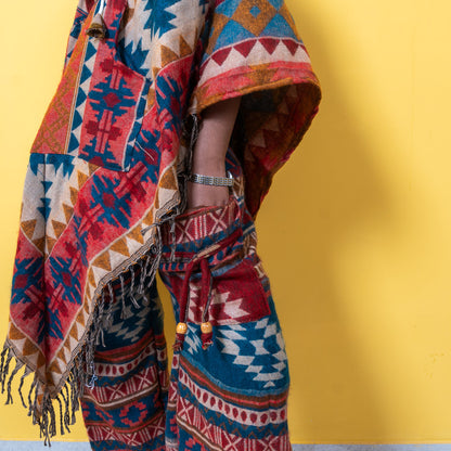 Vibrant Ikhat Print Unisex Poncho Coords